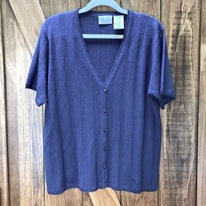 Short sleeve navy cardigan by Kathy Lee women size 14 W/16 W